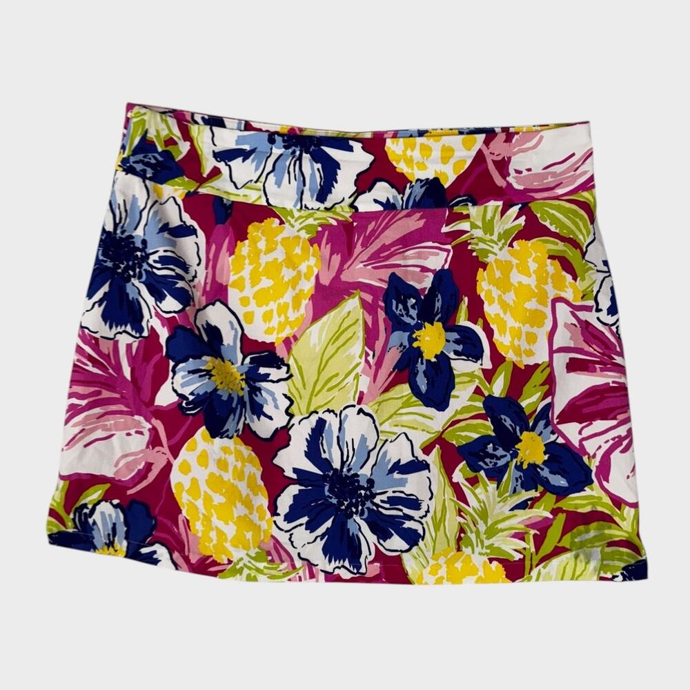 Rafaella Womens XXL Colorful Floral Pineapples Skort Shorts Under Pull On - Picture 9 of 10